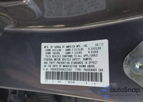 2013 Honda Accord Sdn Sport z USA, uszkodzony, nr VIN 1HGCR2E54DA220083